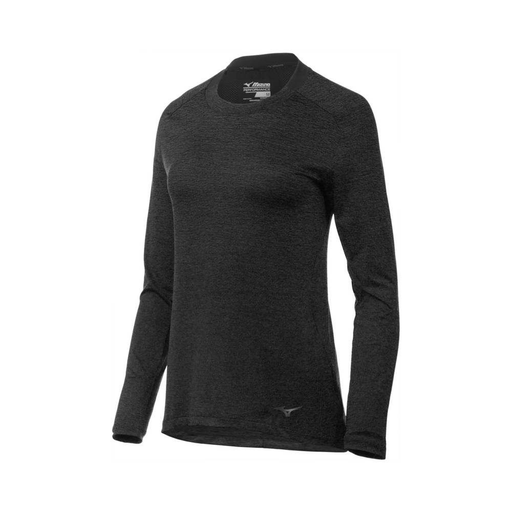 Mizuno Alpha Long Sleeve Női Futópóló Fekete XFK712346